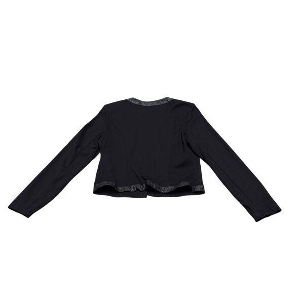 Cabi Black Button-Up Cardigan Jacket With Faux Leather Trim & Gold Buttons - Picture 6 of 8